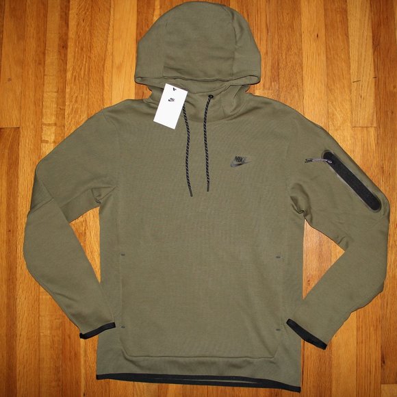 Nike Sportswear Tech Fleece Pullover Hoodie Men S Olive Black - Picture 1 of 6
